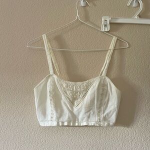 Urban Outfitters Pins and Needles cropped embroidered lace cami/bra top in cream